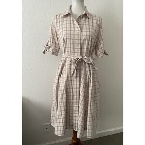 Calvin Klein Shirt Dress Button Front Multicolor Plaid Lightweight